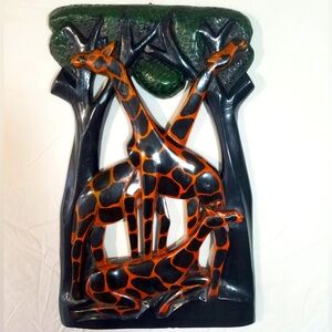 Handcrafted Giraffe Wall Art - Black and Orange